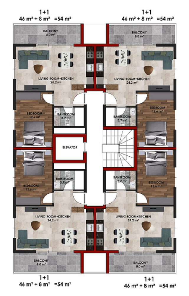 Апартаменты в Авсалларе, Турция, 54 м2 фото 4