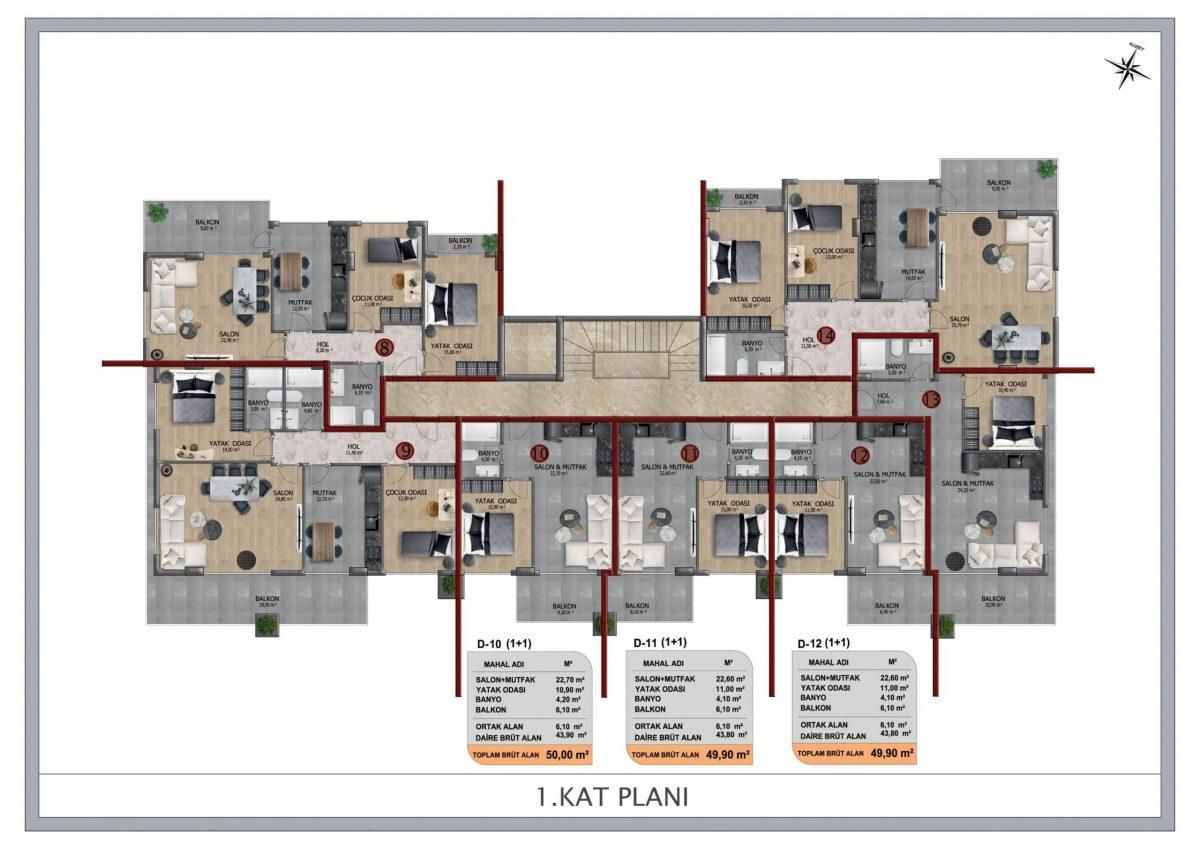 Квартира в Алании, Турция, 44 м2 фото 4