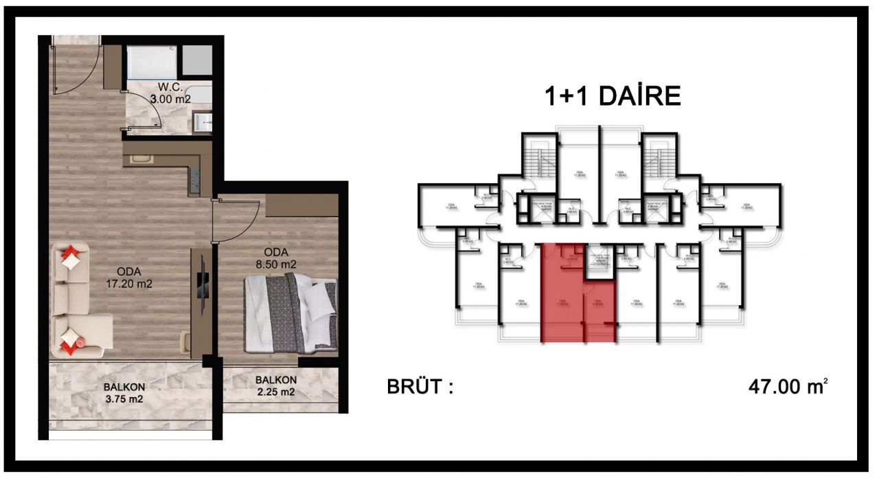 Апартаменты в Мерсине, Турция, 32 м2 фото 2