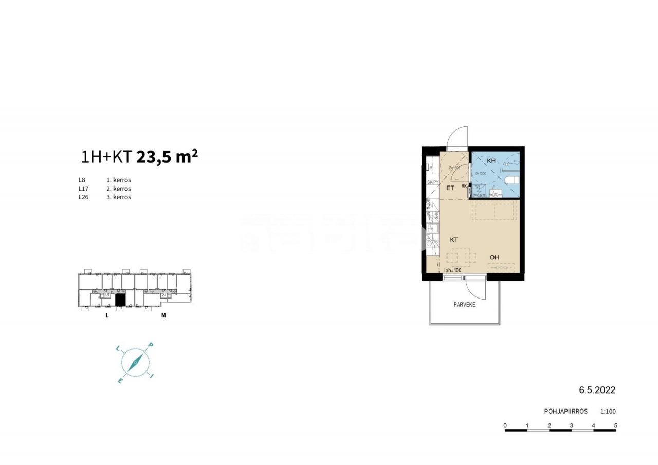 Апартаменты в Турку, Финляндия, 23.5 м2 фото 2