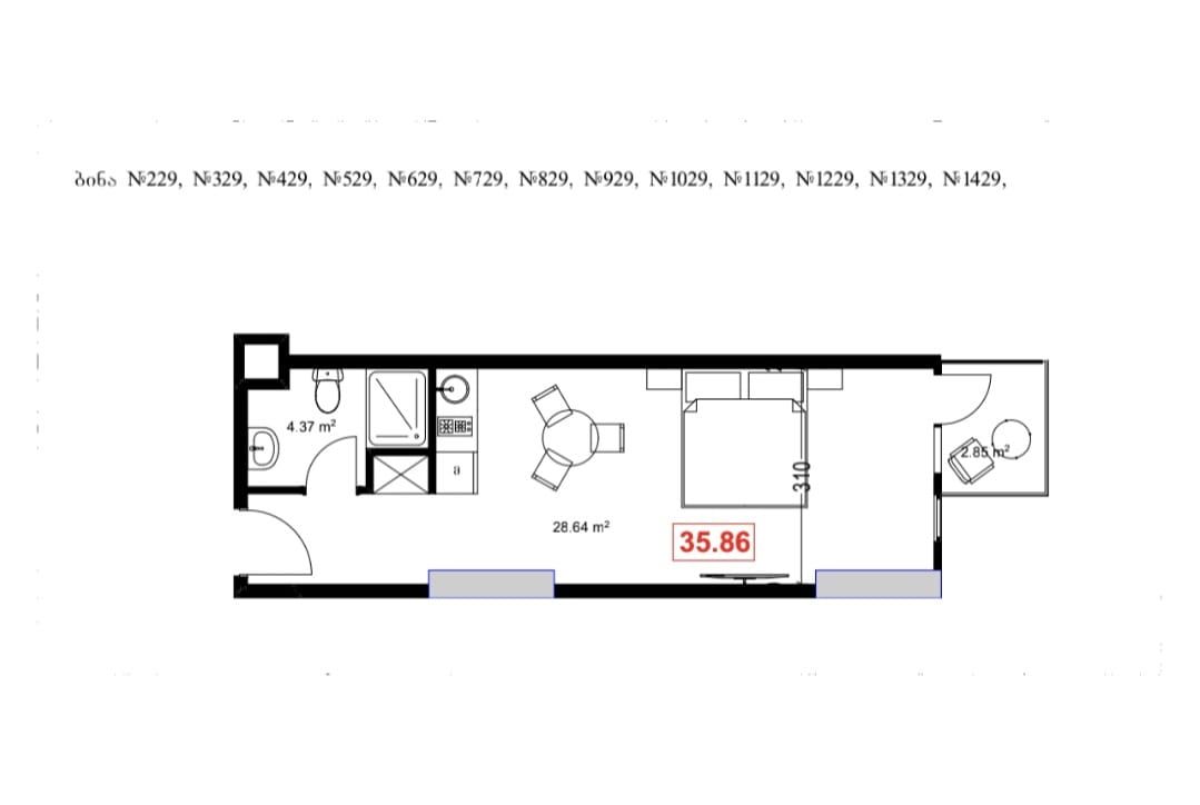 Апартаменты в Батуми, Грузия, 36 м2 фото 1