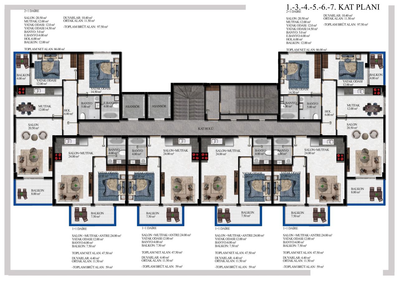 Квартира в Авсалларе, Турция, 59 м2 фото 5