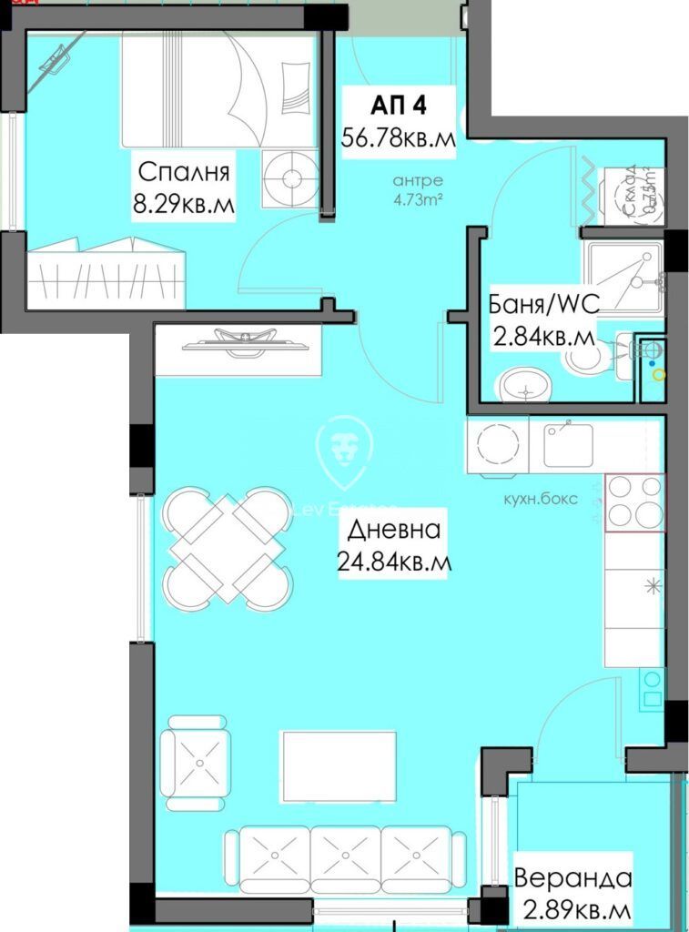 Квартира в Бургасе, Болгария, 60 м2 фото 2