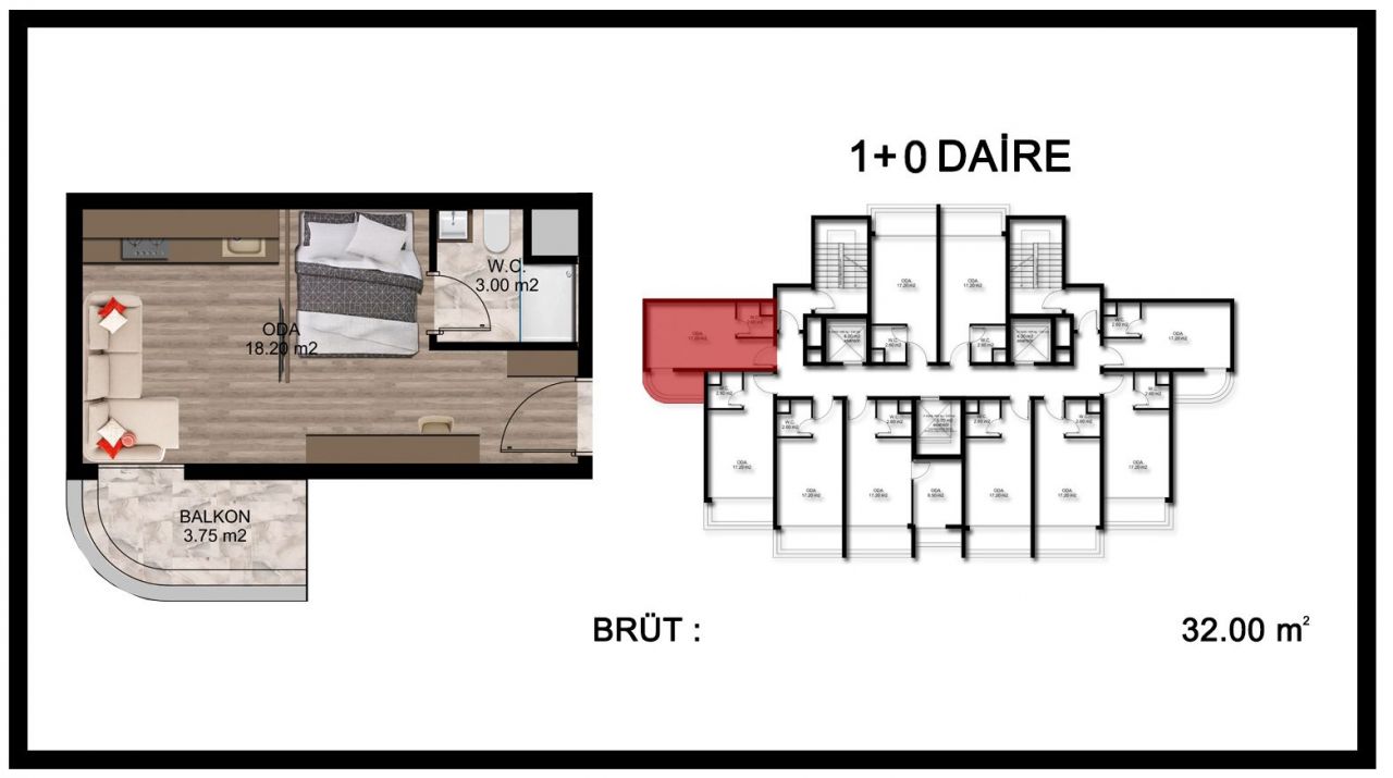 Квартира в Мерсине, Турция, 35 м2 фото 2