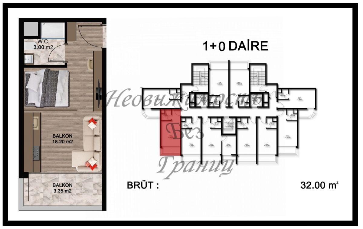 Апартаменты в Мерсине, Турция, 32 м2 фото 2