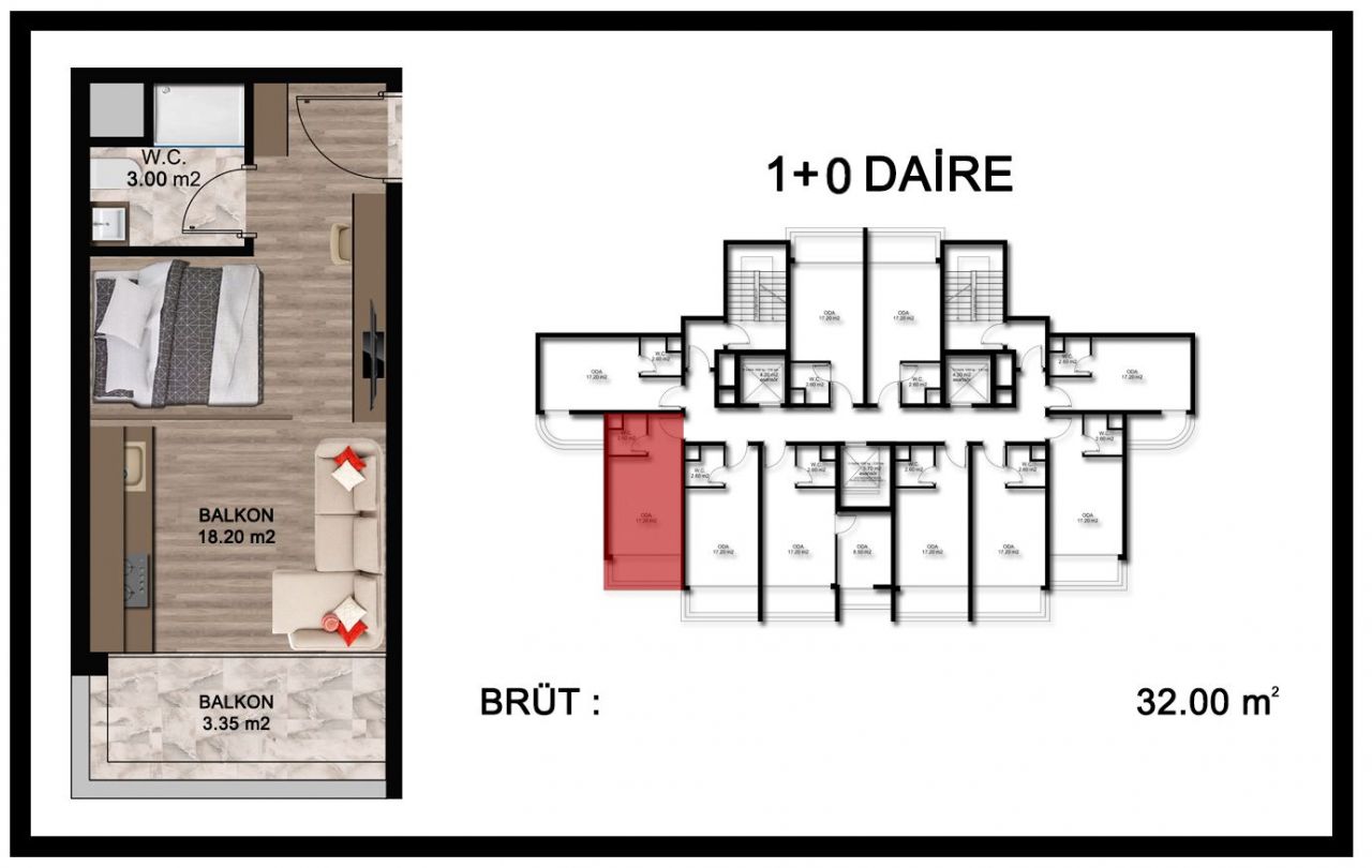 Апартаменты в Мерсине, Турция, 35 м2 фото 2