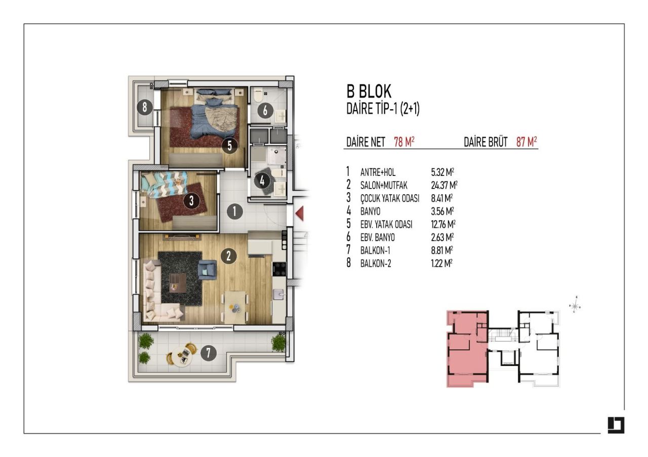 Квартира в Анталии, Турция, 90 м2 фото 3