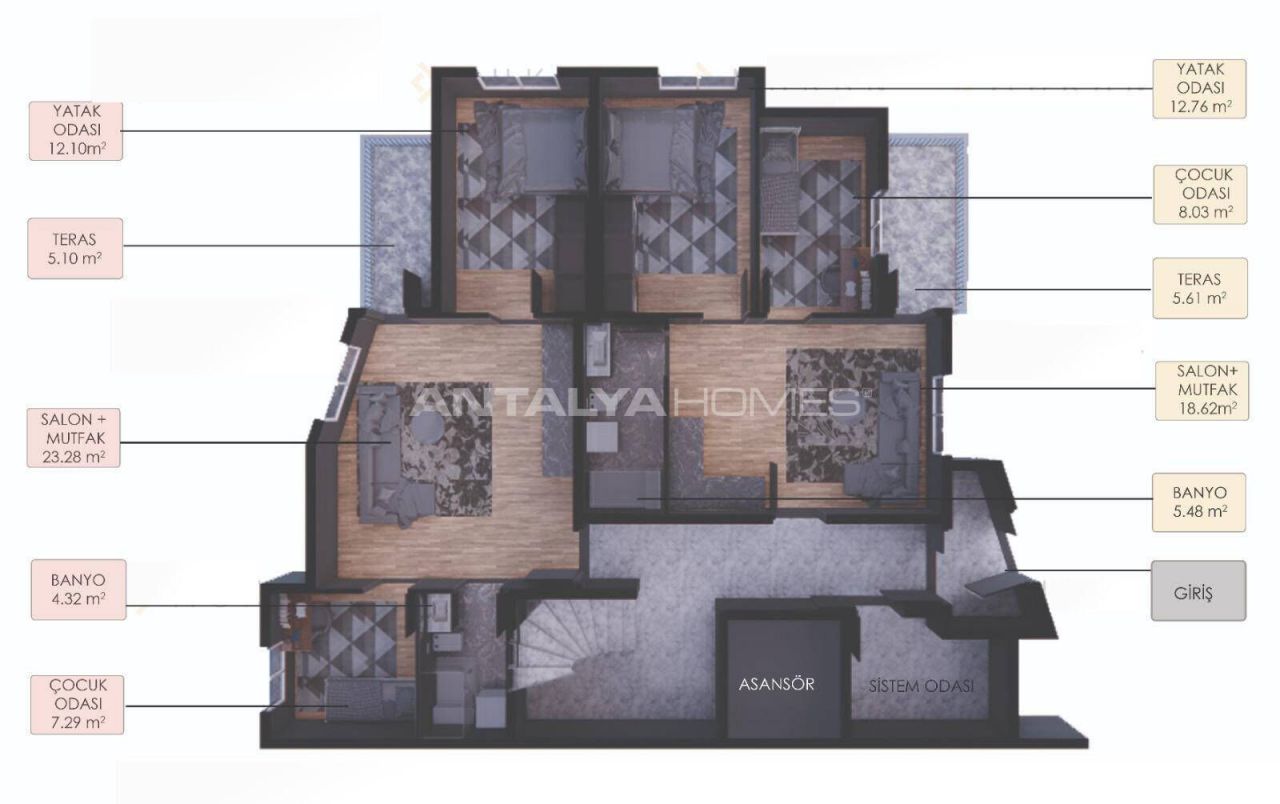 Апартаменты в Анталии, Турция, 80 м2 фото 2