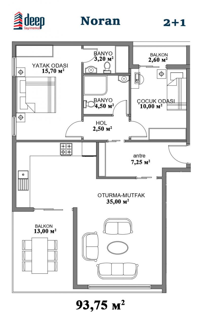 Квартира в Мерсине, Турция, 93 м2 фото 2