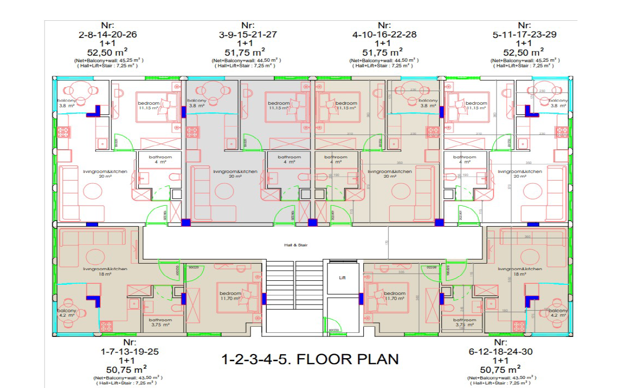 Апартаменты в Алании, Турция, 50 м2 фото 4