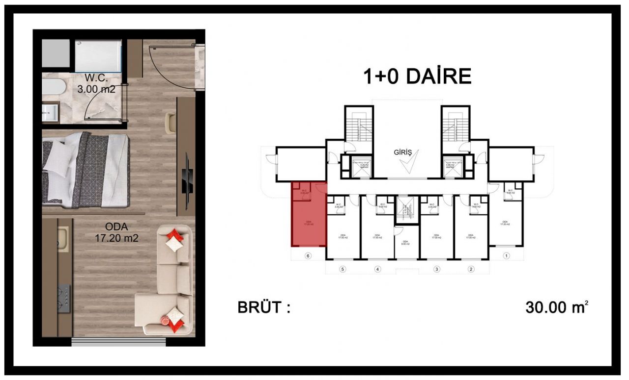 Квартира в Мерсине, Турция, 35 м2 фото 5