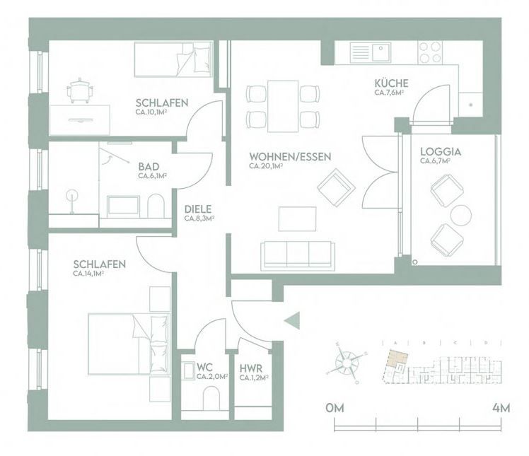 Квартира в Дюссельдорфе, Германия, 72.7 м2 фото 2