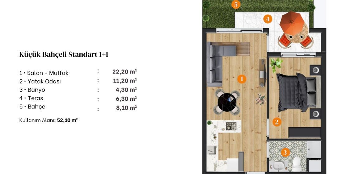 Квартира в Анталии, Турция, 55 м2 фото 2