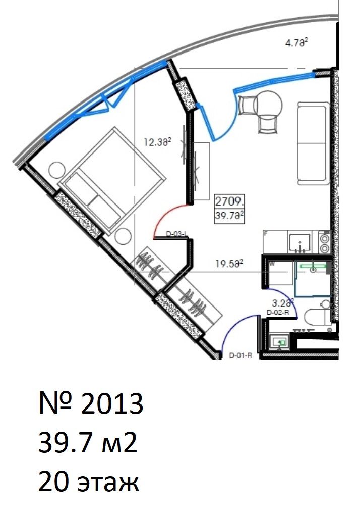 Апартаменты в Батуми, Грузия, 39.7 м2 фото 2