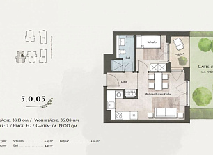 Квартира в Потсдаме, Германия, 34.12 м2