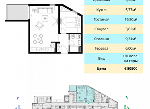 Квартира в Будве, Черногория, 46 м2
